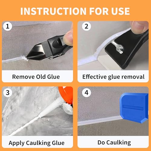 Caulking Tool Kit with Caulk Remover & Putty Knife Scraper
