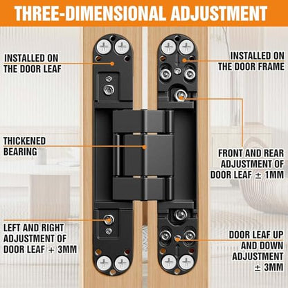 6" Hidden Door Hinge/Concealed Hinges,Invisible Hinges - color: Black, size: 6 Inch