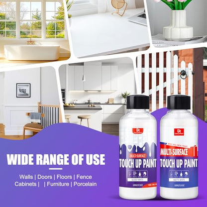 White Touch Up Paint Pen - 7oz Multi Surface Quick-Dry Repair, Fix Scratches, Marks on Walls, Doors, Cabinets, Wood, Furniture, Bathtubs, Tiles & Radiators, Fast-Drying Interior Paint (Glossy + Matte)
