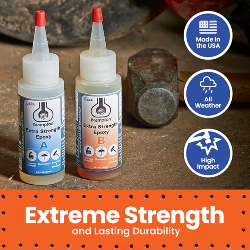 Brampton Extra Strength Epoxy, 20-Minute Work Life, Waterproof 2-Part Epoxy Glue Kit for Tile, Metal, Ceramic, Glass, Wood, Stone, Strong Bonding, Sandable, Paintable Resin, Easy 1:1 Mix, 8 oz - style: 8 FL OZ KIT