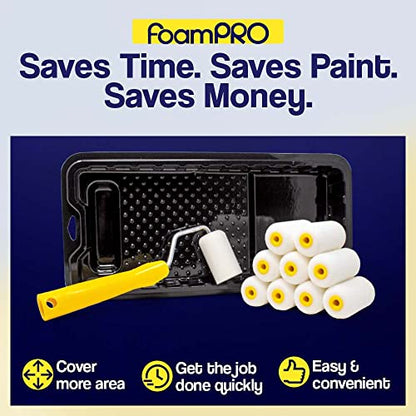 FoamPRO 162 | 2” Fine Finish Paint Roller | Mini Foam Roller (1 Pack) | Foam Paint Roll Cover + Paint Roller Handle | Home Painting Supplies & Paint Tools - size: Pack of 1, style: Roller 2"