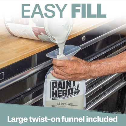 Paint Hero 8 Pack Paint Storage Bags - Airtight Refillable 1 Quart Pouches with Funnel
