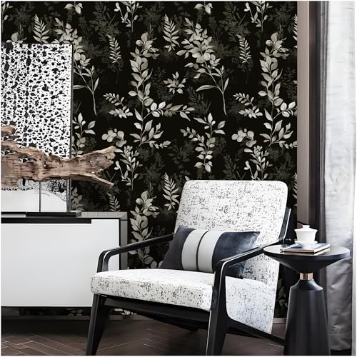 Floralplus Wallpaper Peel and Stick Dark Leaf Removable Wallpaper