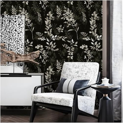 Floralplus Wallpaper Peel and Stick Dark Leaf Removable Wallpaper