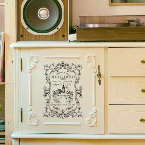 Peacoblue Vintage Wine Frame Rub On Transfers for Furniture Craft 6"x12" - style: Vintage Wine Frame
