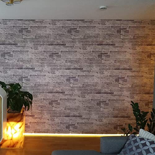 Dundee Deco 3D Wall Panels Faux Brick - Cladding, Light Grey Stone Look Wall Paneling, Styrofoam Facing for Living Room, Kitchen, Bathroom, Balcony, Bedroom, Set of 10, Covers 53 sq ft - color: Light Gray