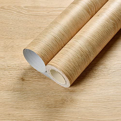 Haimin Wallpaper 24" x 393" Wood Contact Paper Peel and Stick Vinyl Roll - color: Yellow Oak