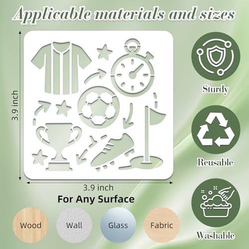20Pcs Football World Soccer Stencils for Crafts Reusable(3.94X3.94 Inch) - color: Football