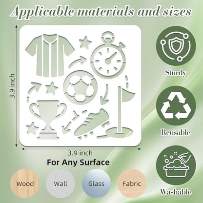 20Pcs Football World Soccer Stencils for Crafts Reusable(3.94X3.94 Inch) - color: Football