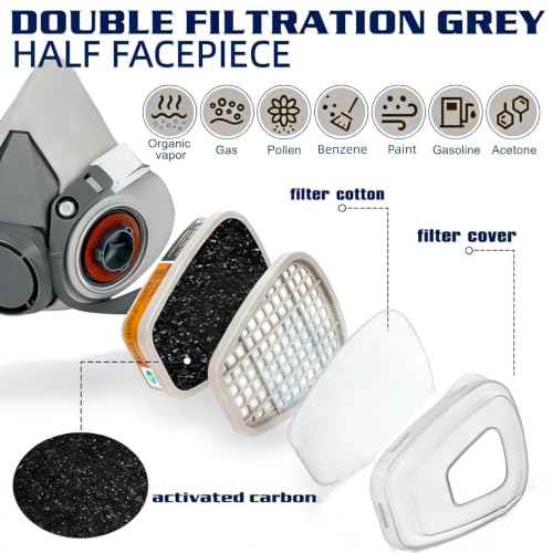 Reusable Paint Respirator Mask with Filters for Spraying Paint