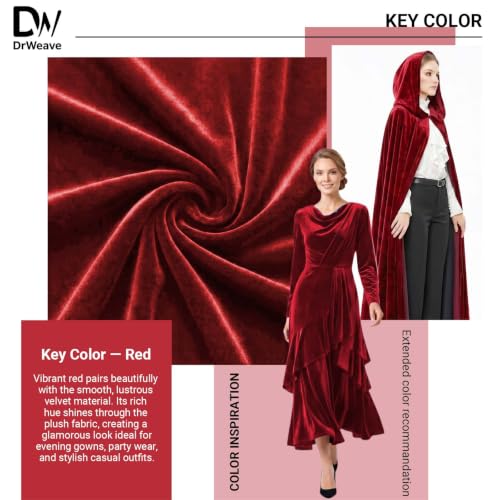 Stretch Velvet Fabric by the Yard Red 60 Inch Wide 1 Yard - color: Red, size: 1 Yard