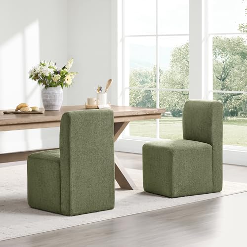 CHITA Dining Chairs with Casters Set of 2, Fully Assembled, Moss Green - color: Moss Green, size: 2PC