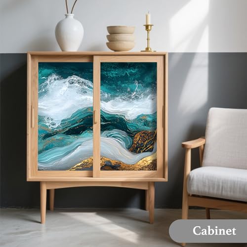 Nuxovilar Teal Gold Marble Vein Wallpaper Peel Stick 15.75x118.11 - color: YVC03579-A, size: 15.7" x 118.1"