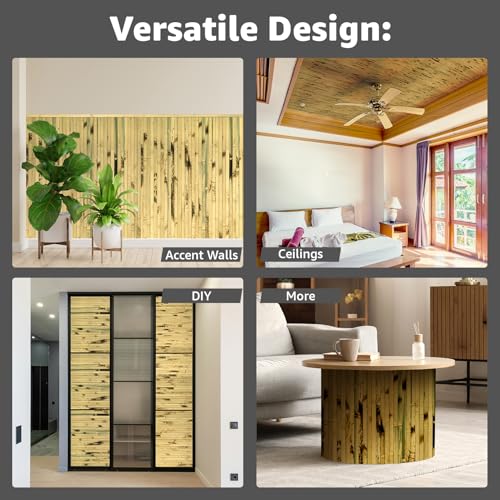 Art3d 48 x 96 in Pole Wrap Natural Bamboo Wall Panel, 2-Pack, Light Burned - color: Light Burned, size: 2-48 inches x 96 inches