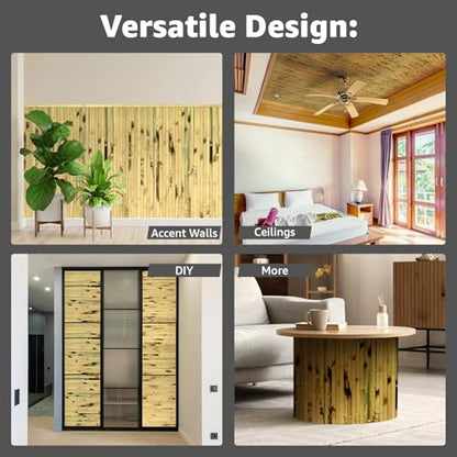 Art3d 48 x 96 in Pole Wrap Natural Bamboo Wall Panel, 2-Pack, Light Burned - color: Light Burned, size: 2-48 inches x 96 inches
