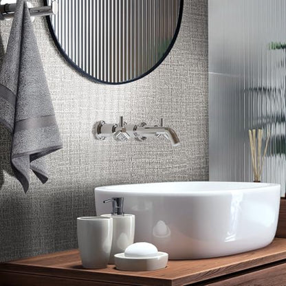 WADILE Grasscloth Peel and Stick Wallpaper 15.7in x 196.8in Light Gray - color: Light Gray, size: 15.7" x 196.8"