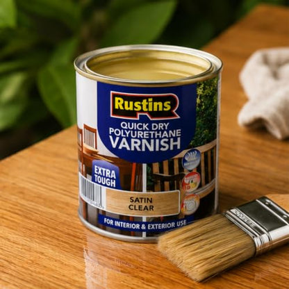 Rustins Quick Dry Polyurethane Varnish Satin Clear 250ml | 8.5 Fl. Oz. - color: Clear, size: 250ml