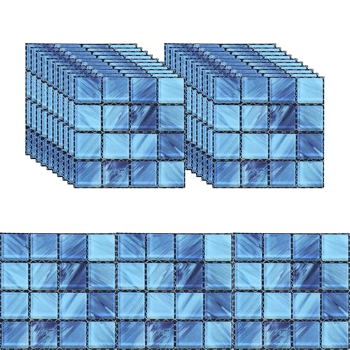 Geesatis 20Pcs Adhesive Peel and Stick Tile, Blue, 4x4inch - color: Blue