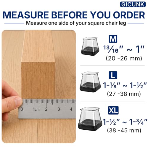 GICUNK 28 Pcs Chair Leg Floor Protectors for Carpet Square Clear - size: Square M
