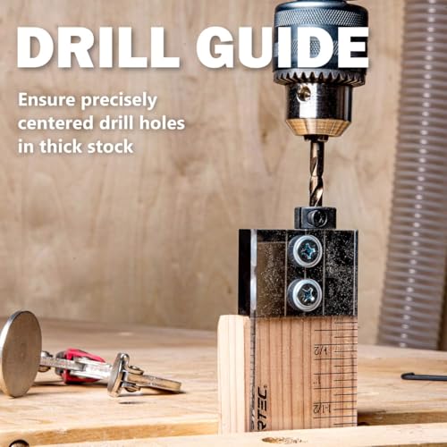 POWERTEC Dowel Jig Kit, Doweling Jig Kit 1/4", Dowel Jigs Woodworking, Laser Cut Witness Mark, with Depth Scale, Drill Guide Dowels, Cobalt M-35 Drill Bit & Split Ring Stop Collar 71715 - style: 1/4" Doweling Jig Kit w/ Bit & Collar