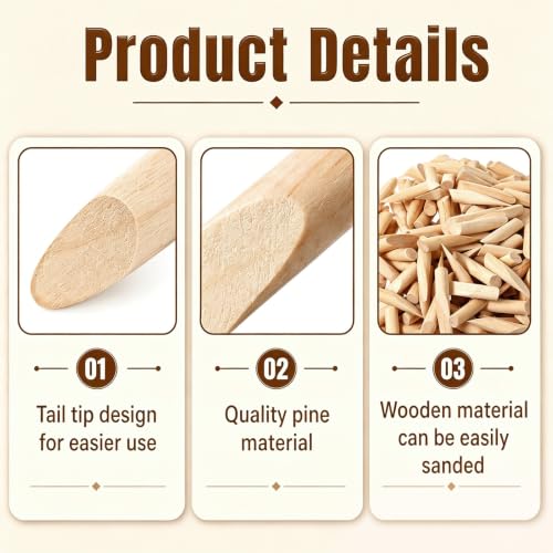 Myspace 300 Pcs Solid Wood Pocket Hole Plugs, 3/8 Inch Pine Wood Plugs