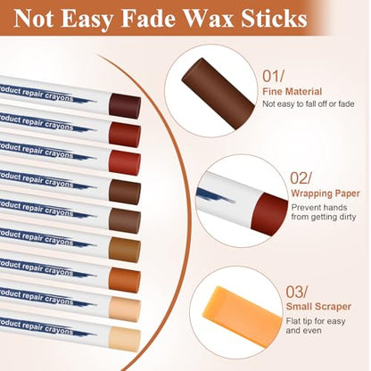 24P Wood Filler Stick, Wood Floor Furniture Repair Wax Sticks