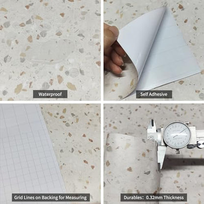 Boobest Cream Terrazzo Marble Contact Paper for Kitchen Countertop Laminate - color: Cream, size: 23.6" x 196.8"