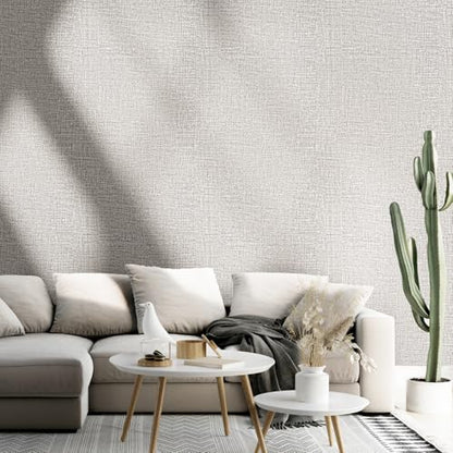 WADILE Grasscloth Peel and Stick Wallpaper 15.7in x 78.7in, Textured Contact Paper for Cabinets, Faux Linen Wall Paper Pull and Stick, Fabric Vinyl Wallpaper Self Adhesive Light Gray - color: Light Gray, size: 15.7" x 78.7"