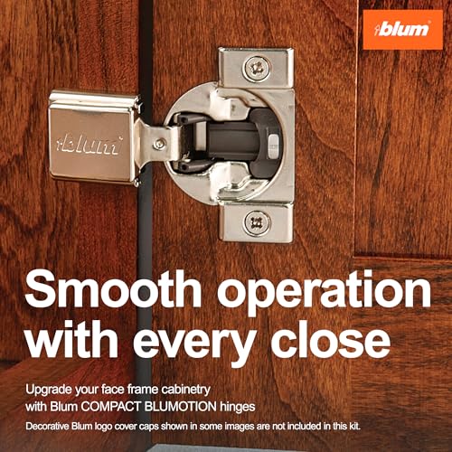 Blum Compact BLUMOTION Soft-Close Face Frame Hinge, 1/2 in Overlay, 1-Pack - size: Pack of 1, style: With Screws