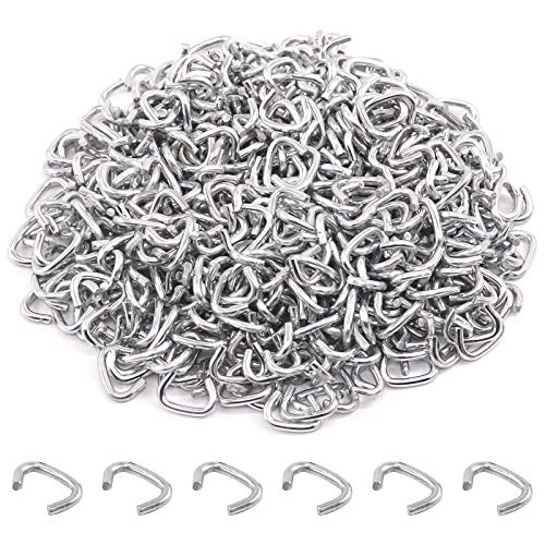 1000 Pcs 3/8" Galvanized Hog Rings, Professional Upholstery Hog Rings Set for Furniture,Fencing,Bagging, Railing, Sausage Casing, Meat bags, Shock Cords - style: 3/8‘’ Hog Ring