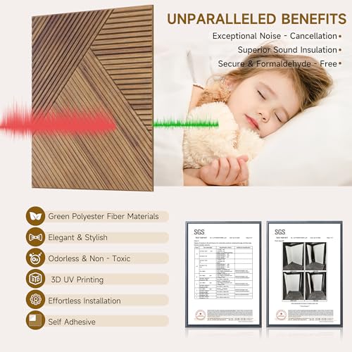 Acoustic Wall Panels,6 Pack,23.6"x23.6",Soundproof Panels,Beech - color: Beech