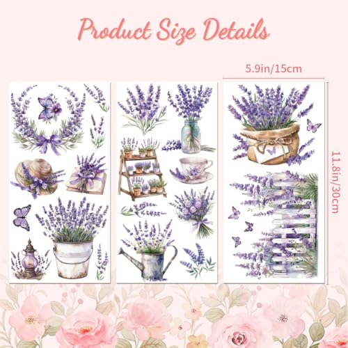 Peacoblue Purple Lavender Rub On Transfers for Furniture Craft 6"x12" - style: Purple Lavender Flowers