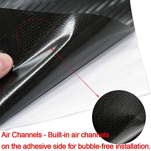 LZLRUN 3D Black Carbon Fiber Car Vinyl Wrap Self-Adhesive Film 5ft x 50ft - color: Black, size: 5ft x 50ft