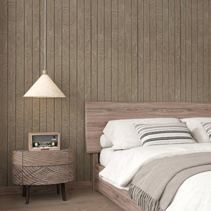 CHIHUT Large Roll 24"x197" Wood Slat Wall Panel Thick Faux Chocolate Brown Teak Soundproof Foam Wood Panel Wallpaper Peel and Stick Temporary Rustic Accent Wall Panels for Bedroom Living Room - color: Chocolate Brown Teak-24"x197"