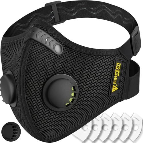 FIGHTECH Dust Mask 2 Sizes - Large, Woodworking Reusable Carbon Filter Mask - color: Black Single, Large