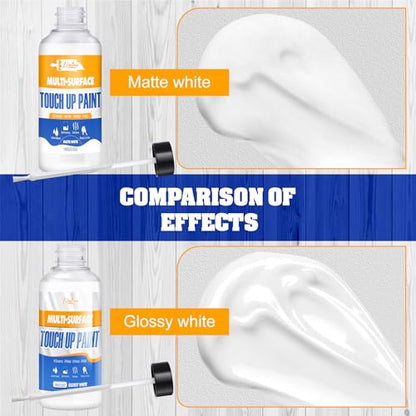 Touch Up Paint - 3.5oz Matte and 3.5oz Gloss White Touch Up Paint Pen for Repairing Scratches, Chips, Cracks on Tubs, Tiles, Enamel, Acrylic, Multi Surface Touch-Up Paint for Walls, Floors, Furniture
