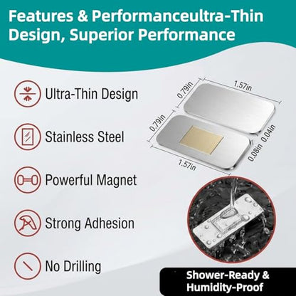 8 Pack Magnetic Cabinet Door Catch, Ultra Thin Adhesive Cabinet Magnets for Closure, No-Drill Stainless Steel Drawer Latch for Kitchen, RV, Closets, Wardrobe -0.08 Inch Thicknes (Silver) - color: Silver