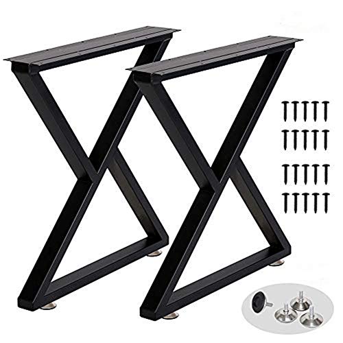 TIEOU Metal Table Legs 28 Inch Desk Legs Heavy Duty Industrial Black Table Legs Z Shape Table Legs DIY Table Legs,Furniture Legs(H28”xW24”,Set of 2) - color: Z-shape, size: H28"xW24"