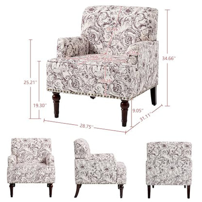 Mid-Century Modern Accent Chair, Rococo Plum, Set of 2 - color: Fabric Rococo Plum
