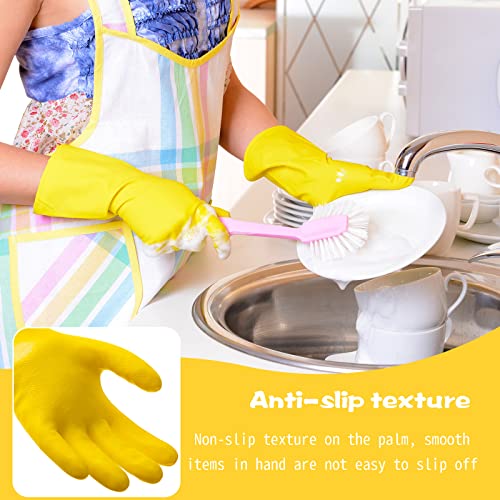 Rubber Reusable Gloves Long Household Dishwashing Gloves Kitchen Cleaning for Dishes Clean Gardening - color: Yellow, size: Large
