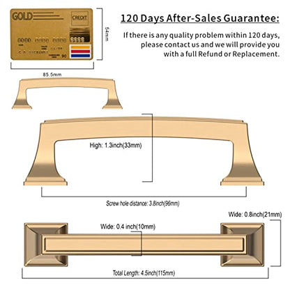 Amerdeco 10 Pack Brushed Gold Cabinet Pulls 3-3/4 Inch Hole Center Cabinet Hardware Solid Kitchen Cabinet Handles for Bathroom Drawer Pulls Dresser Pulls ZH0001 - color: Brushed Gold, size: 3.75" hole center, style: 10 Pack