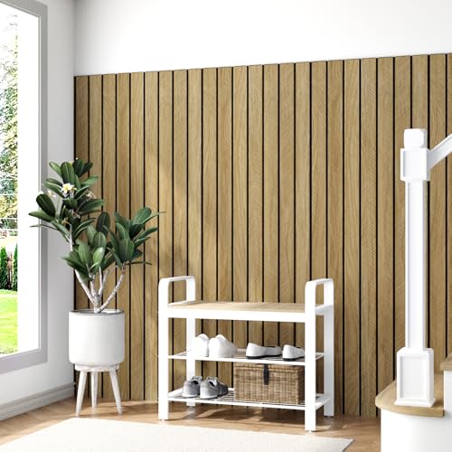 Brown 3D Wood Panels for Wall Living Room Soundproof 16.8"×118" - color: Brown