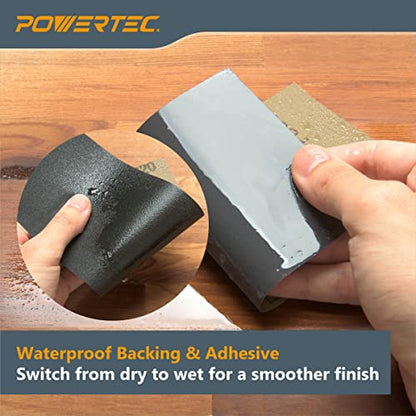 POWERTEC 471000 Wet Dry Sandpaper Assortment | 9” x 3.6” Sheets | 180 – 3000 Assorted Grit Sand Paper for Wood and Auto Finishing - (36 Pack) - style: 36PK - 12 Assorted Grits