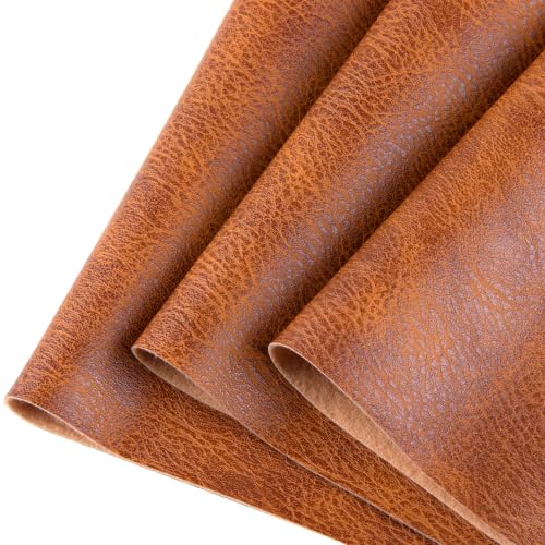 Faux Leather Sheets Fabric 54" X 36",Thick Durable Synthetic Upholstery Vinyl, Suitable for Furniture Replacement and Renovation Materials, Wallets, DIY Sewing Projects (Brown, 1 Yard) - color: Brown, size: 1 YARD