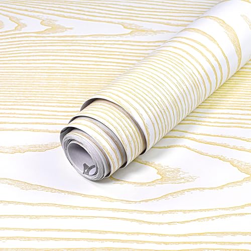 White and Gold Wood Contact Paper 17.3"x200" Peel and Stick Wallpaper - color: Natural Wood-White Gold, size: 17.3" x 200"