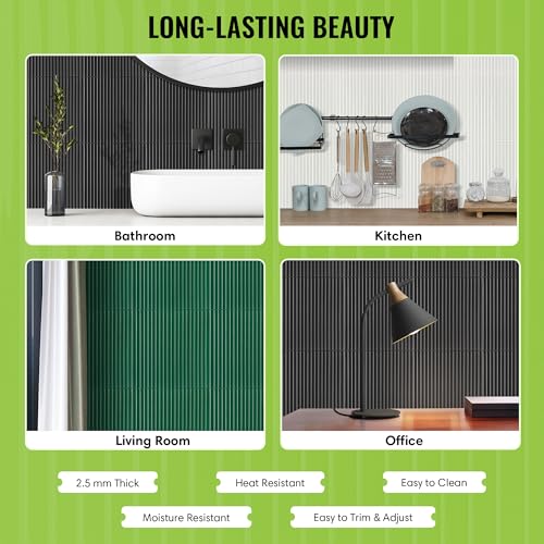 Select 5 Pack Peel and Stick Backsplash Tiles, Vinyl Self Adhesive Back - color: Stone White, size: Linear Shape