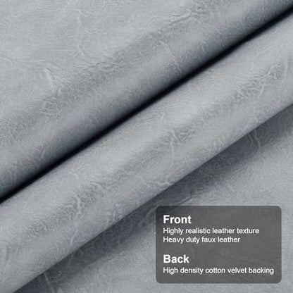 Faux Leather Fabric, Soft Synthetic PU Fabric Material, Thick Durable Synthetic Repholstery Leather Vinyl, Soft Touch Distressed DIY Crafts, Upholstery - Individual 1 Yards Cut 36" x 54"- Light Blue - color: Light Blue