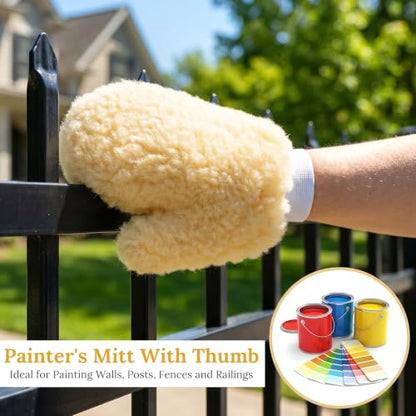 MAQUITA 6 Pack Chenille Artist Glove with Thumb and 100 Disposable Gloves, Gloves Cotton Paint Mitt for Painting Railing Fence, Dusting Cleaning Stain Applicator for Home Improvement