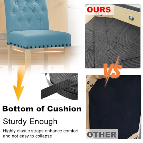 LOULENS Fabric Dining Chairs Set of 4, Upholstered Kitchen Chairs, Blue - color: Light Blue, size: Set of 4