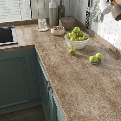 FunStick 15.8"x240" Textured Brown Concrete Peel and Stick Wallpaper Removable Metallic Industrial Wallpaper for Bedroom Walls Renter Friendly Cement Vinyl Contact Paper for Kitchen Cabinet Wall Paper - size: 240" x 15.8"